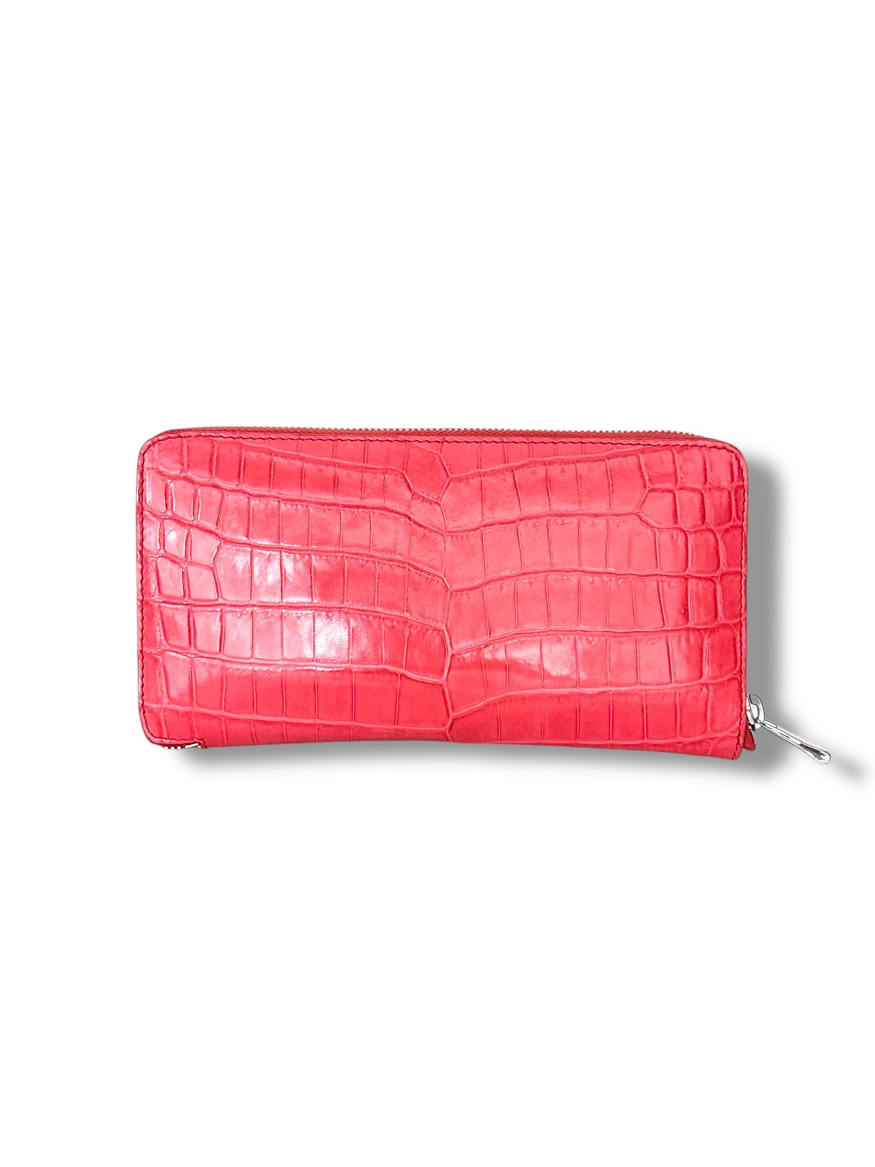 Deep Salmon Niloticus Crocodile - RobertJames Zip Around Wallet image 1