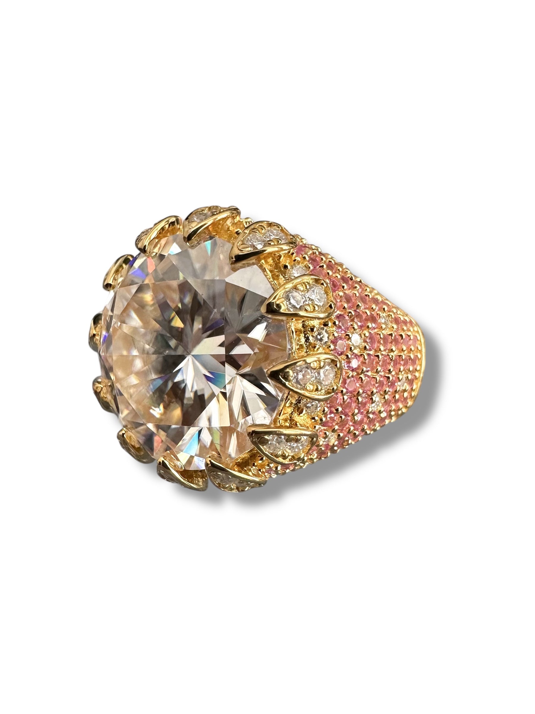 10ct Round Brillant Moissanite Ring with Pink Sapphires image 2