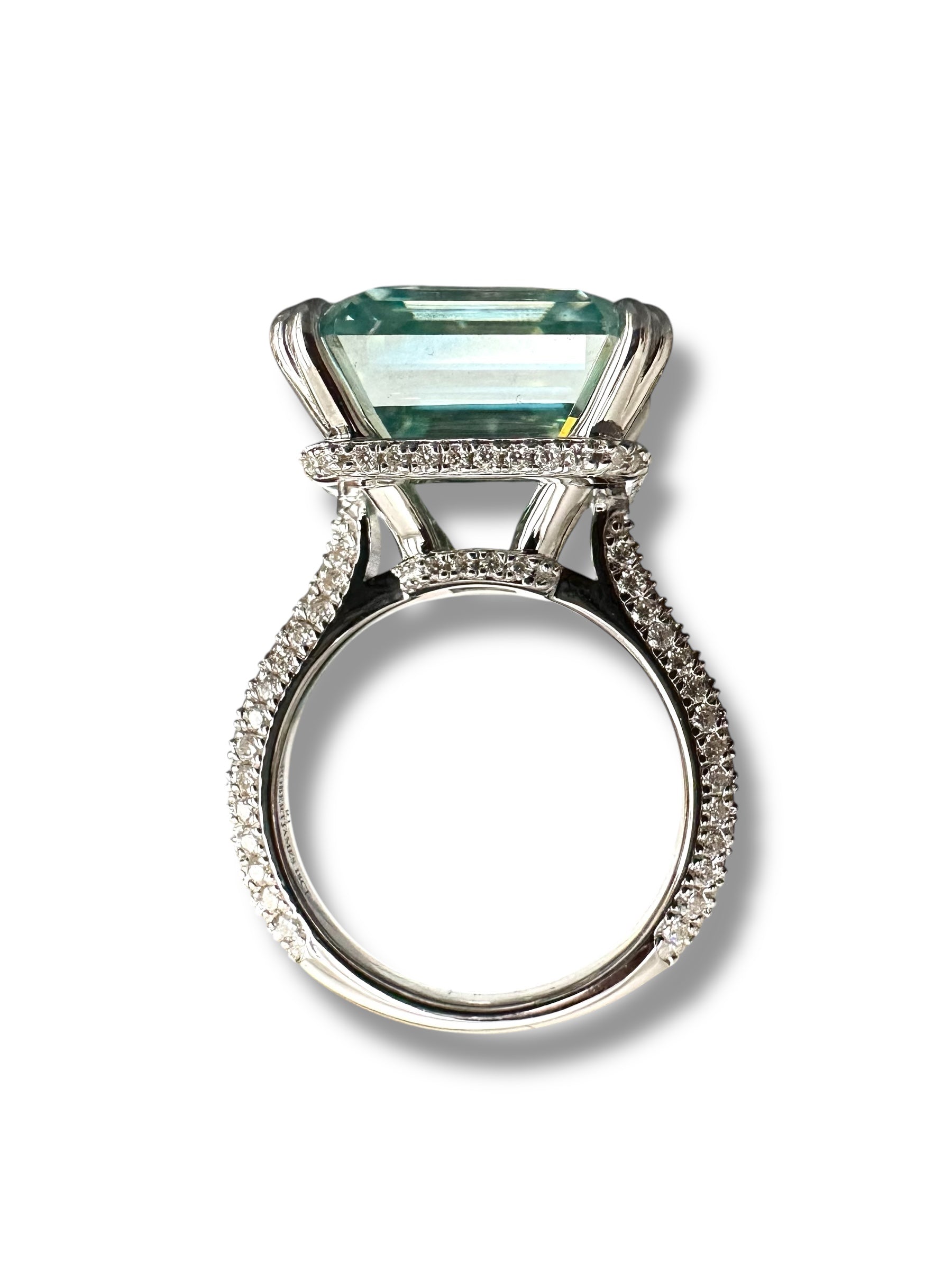18ct Fancy Soft Green Asscher Cut Moissanite Ring image 3