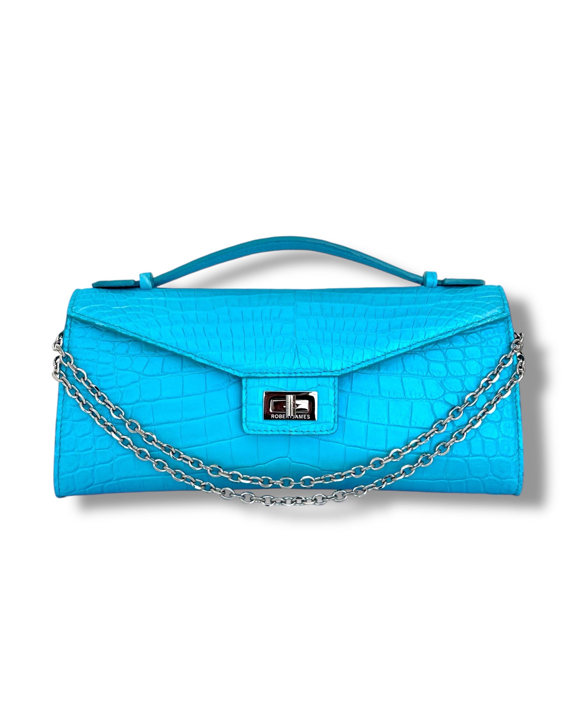 Iridescent Shimmering Tiffany Blue Alligator - Minnie Pochette