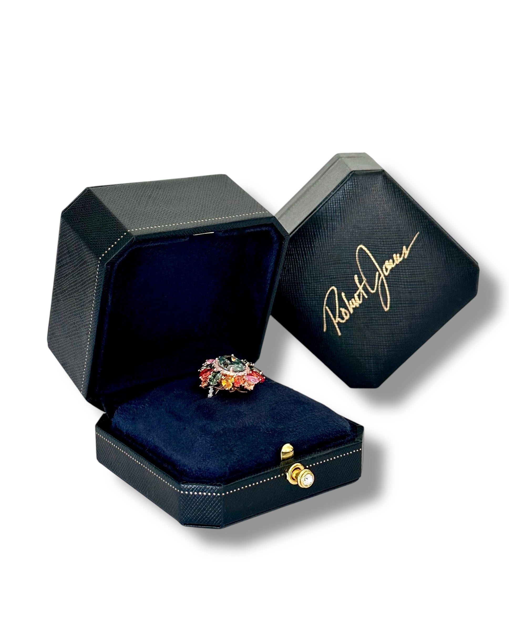 4.5ct Deep Teal Oval with Colorful Sapphires image 8