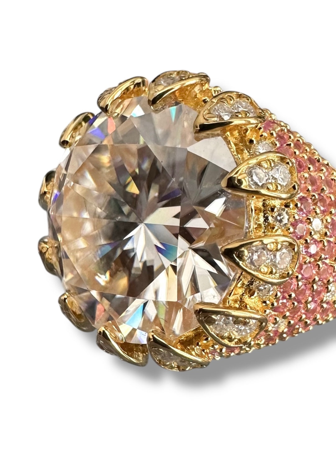 10ct Round Brillant Moissanite Ring with Pink Sapphires image 0