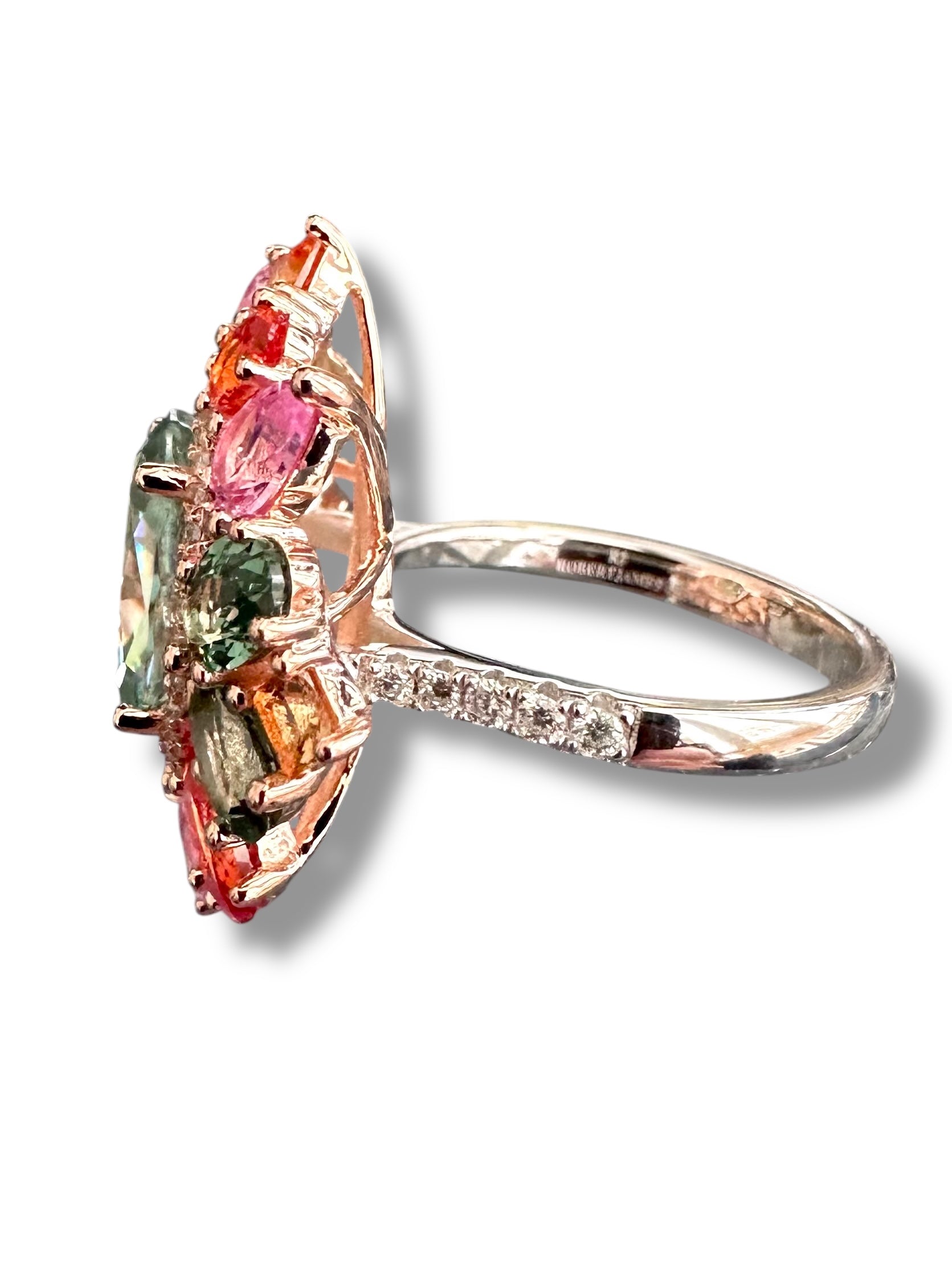 4.5ct Deep Teal Oval with Colorful Sapphires image 9