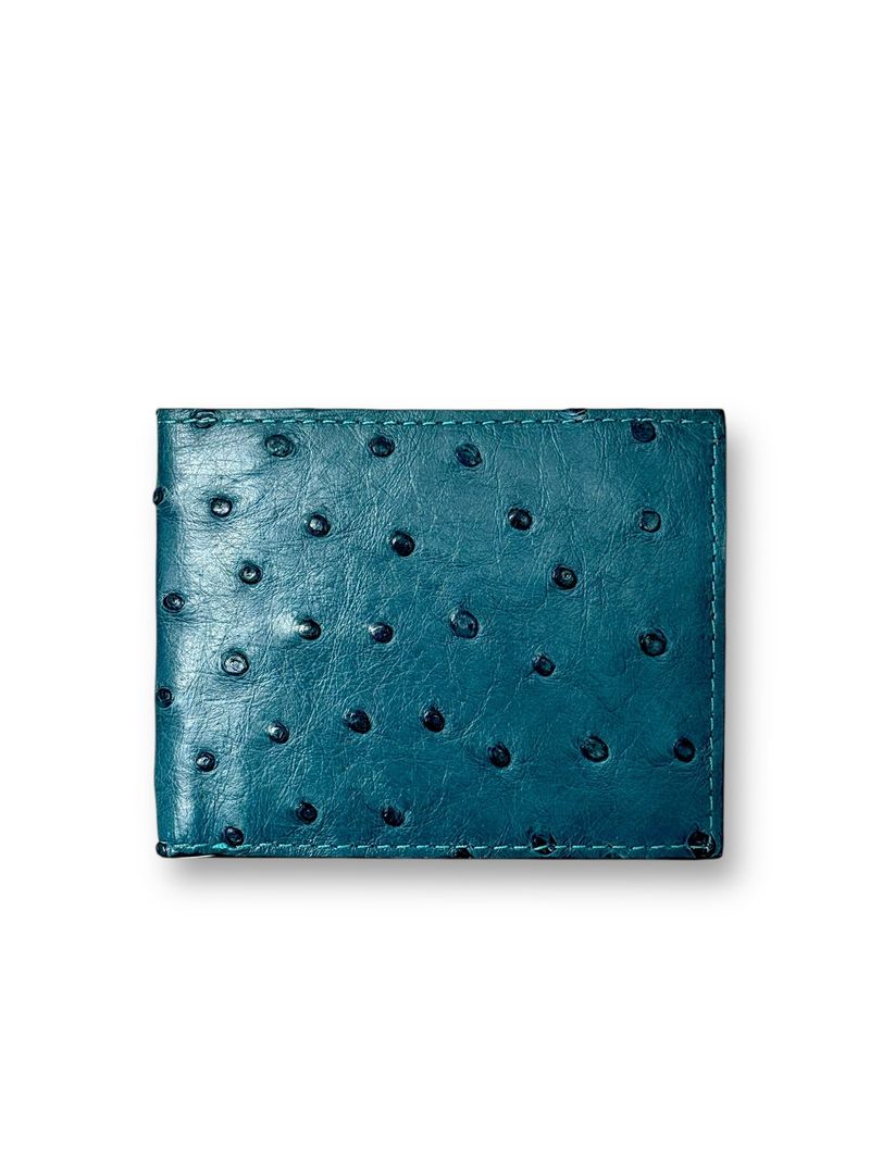 Denium Blue Ostrich - Bi-Fold Unisex Wallet image 0