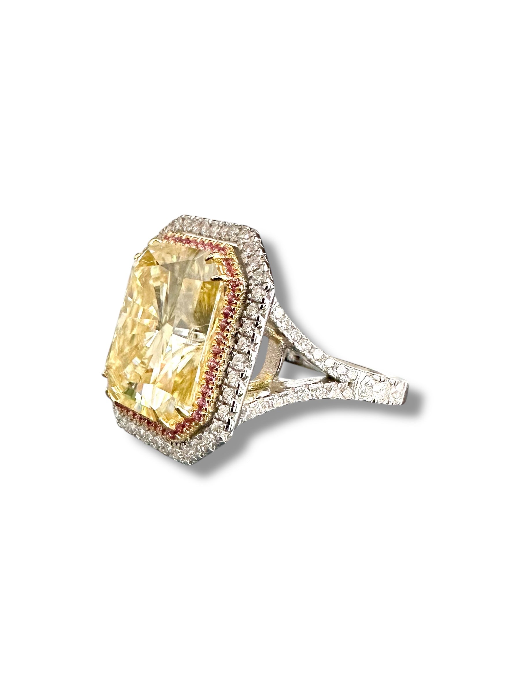 12ct Fancy Yellow Radiant Cut Moissanite Ring  image 3