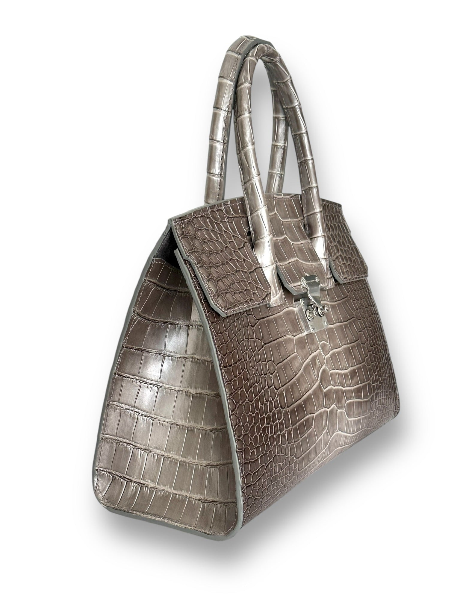 Metallic Steel Ombre Alligator - Wrenley Tote image 1