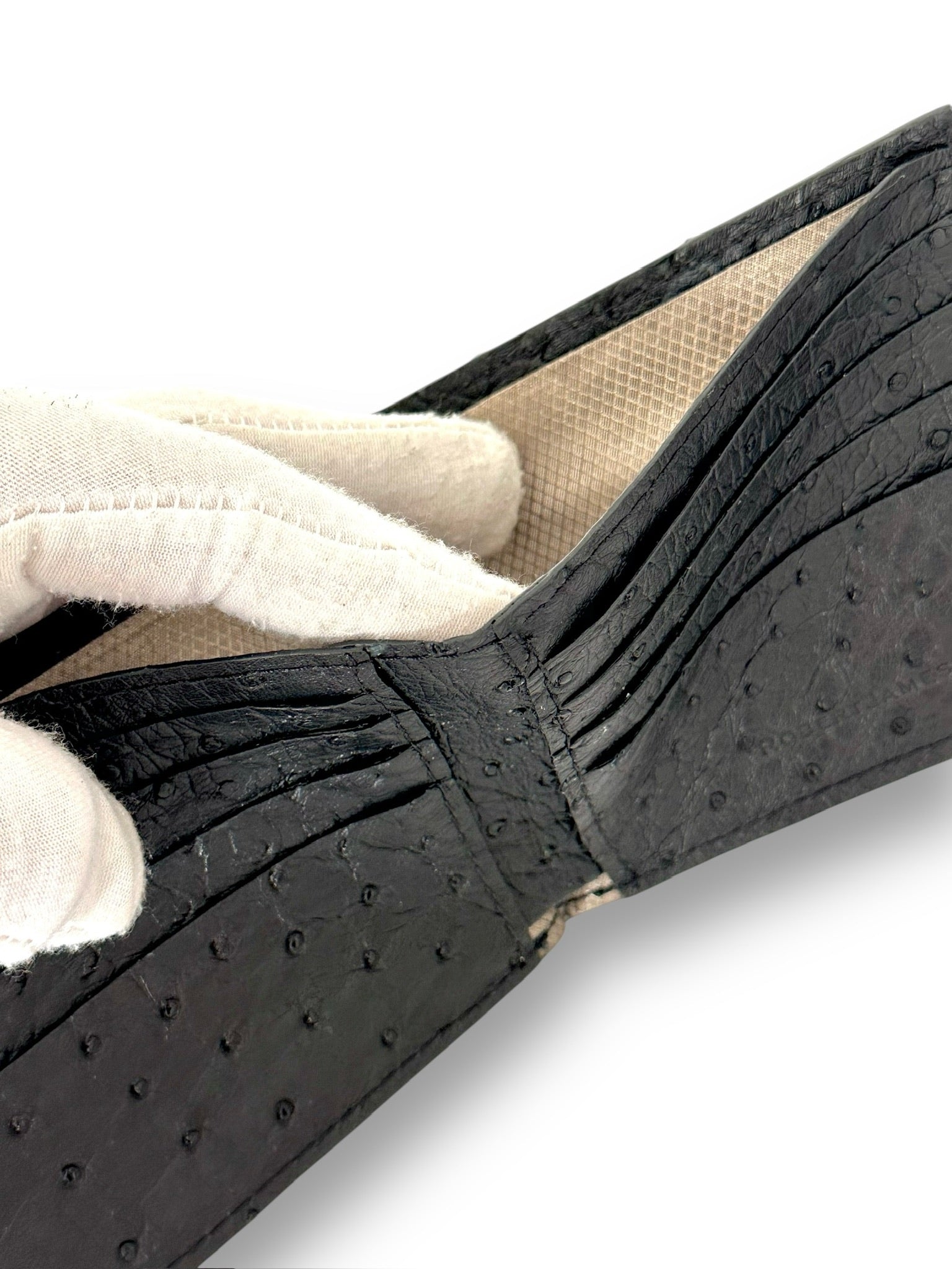 Black Ostrich - Bi-Fold Unisex Wallet image 3