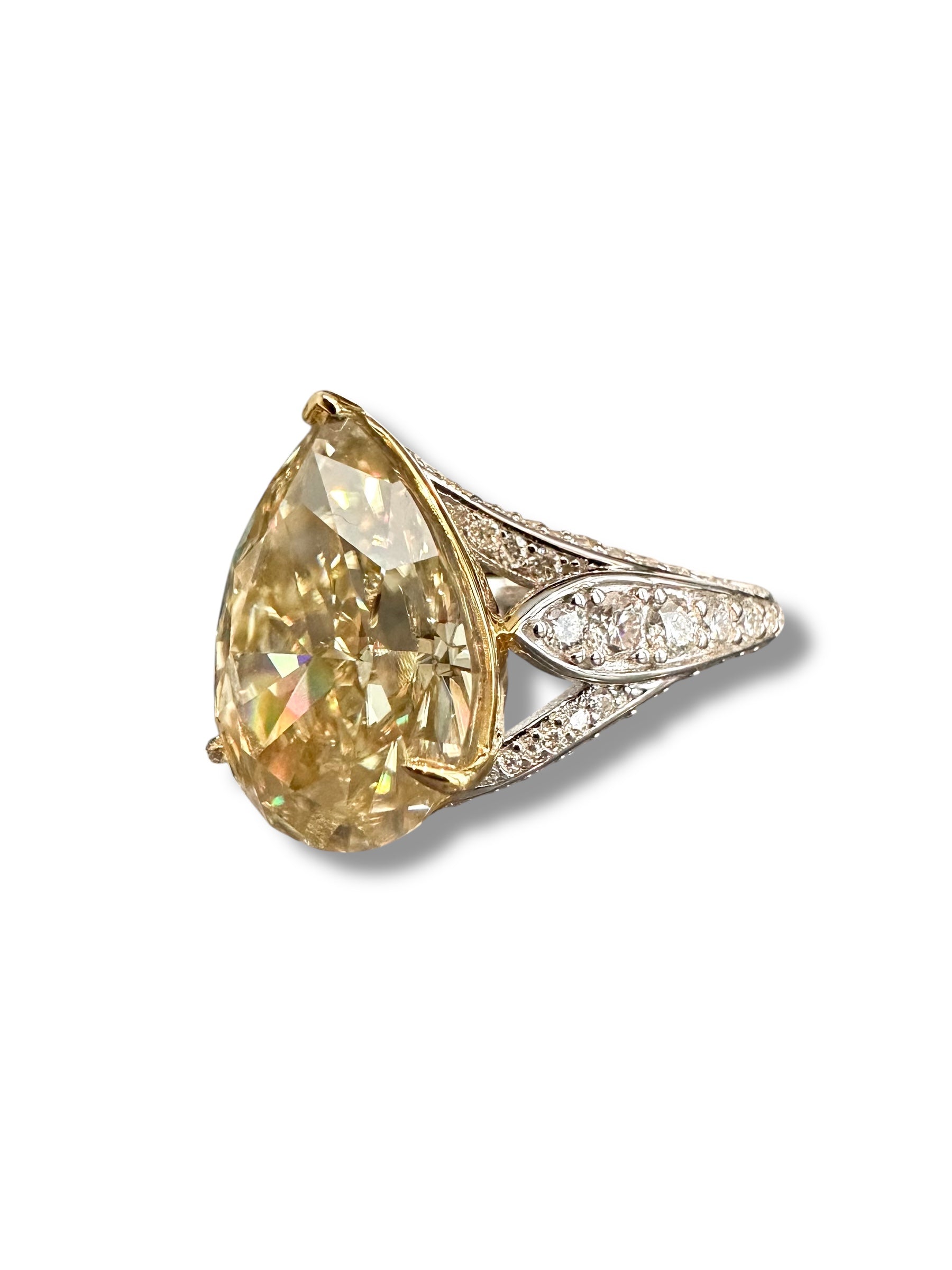 10ct Fancy Yellow Pear Moissanite Ring  image 7