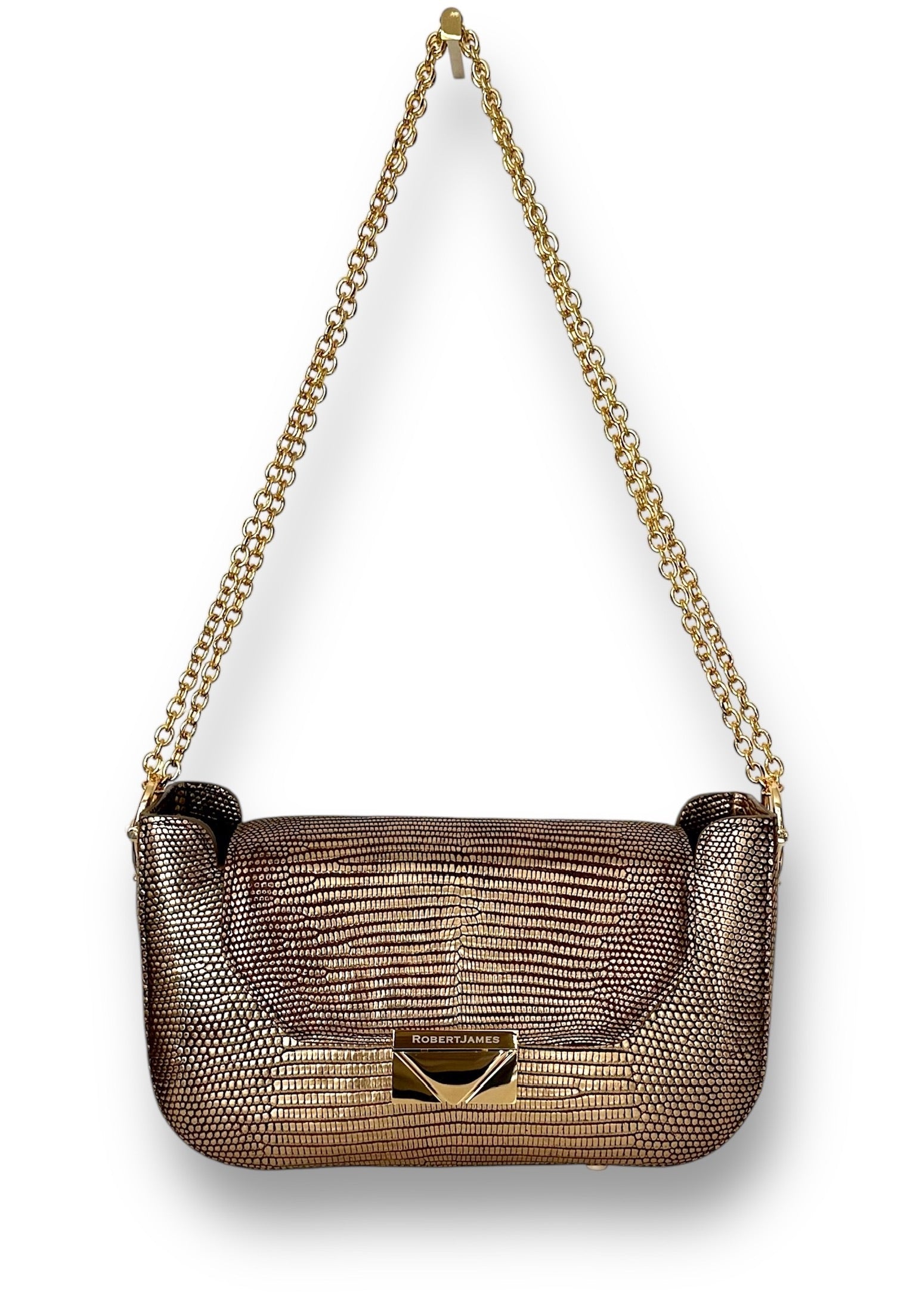 Antiqued Metallic Gold Lizard - The Dianne Flap image 1