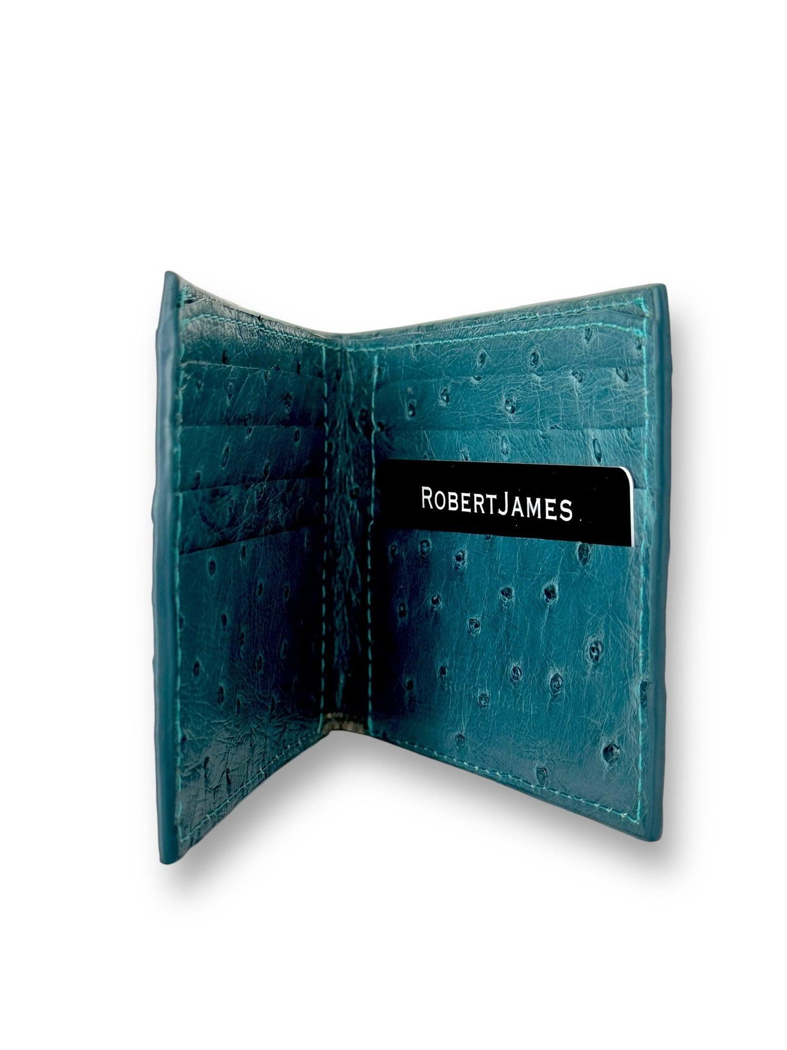 Rich Teal Ostrich - Bi-Fold Unisex Wallet image 1