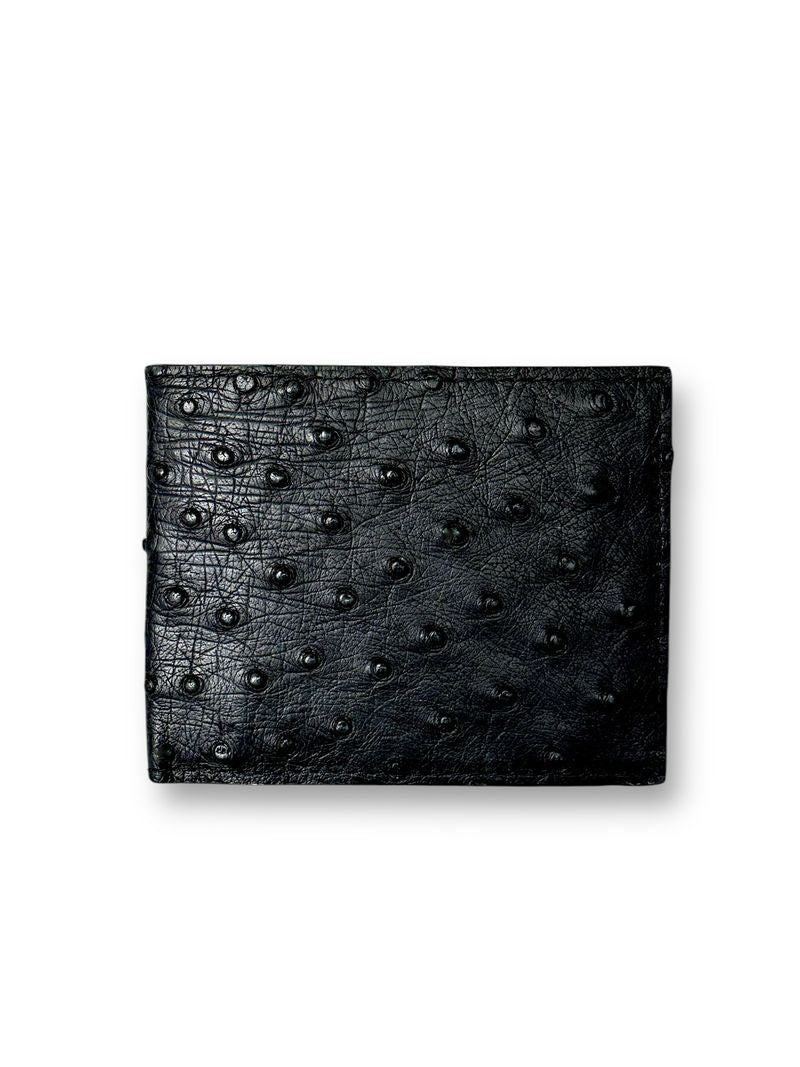 Black Ostrich - Bi-Fold Unisex Wallet image 0