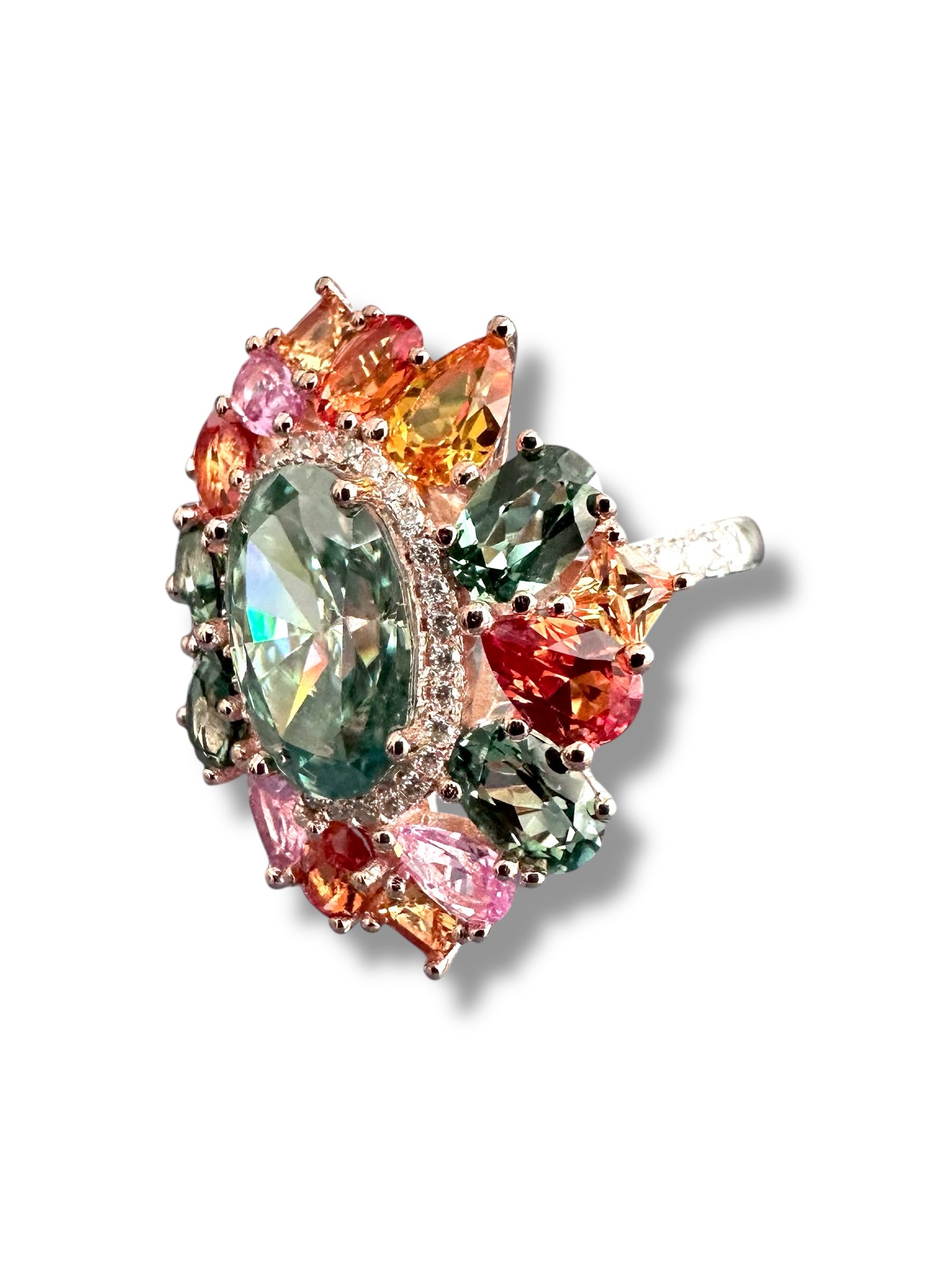4.5ct Deep Teal Oval with Colorful Sapphires image 2