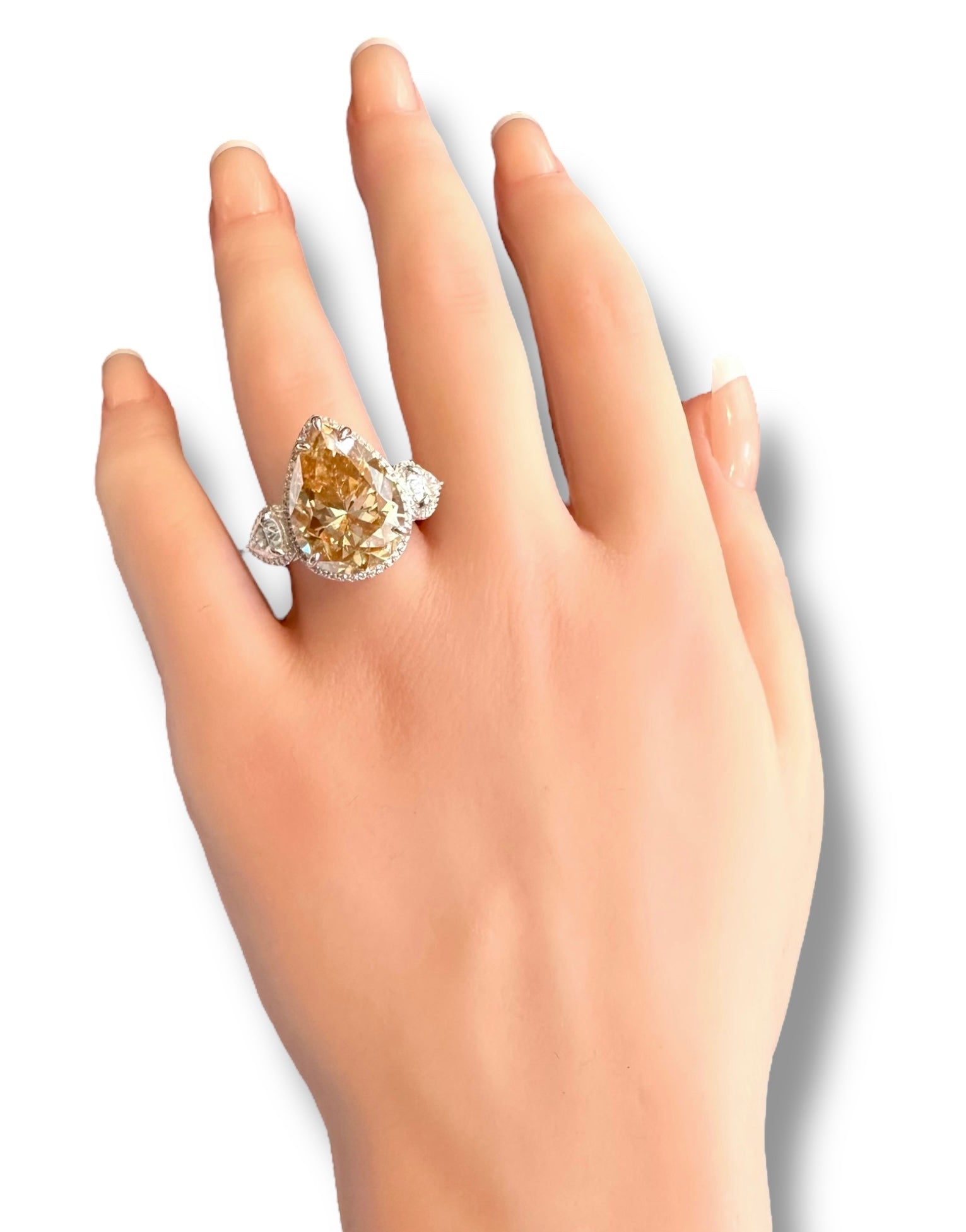 15ct Intense Brown/Orange Pear Shaped Moissanite Ring image 7