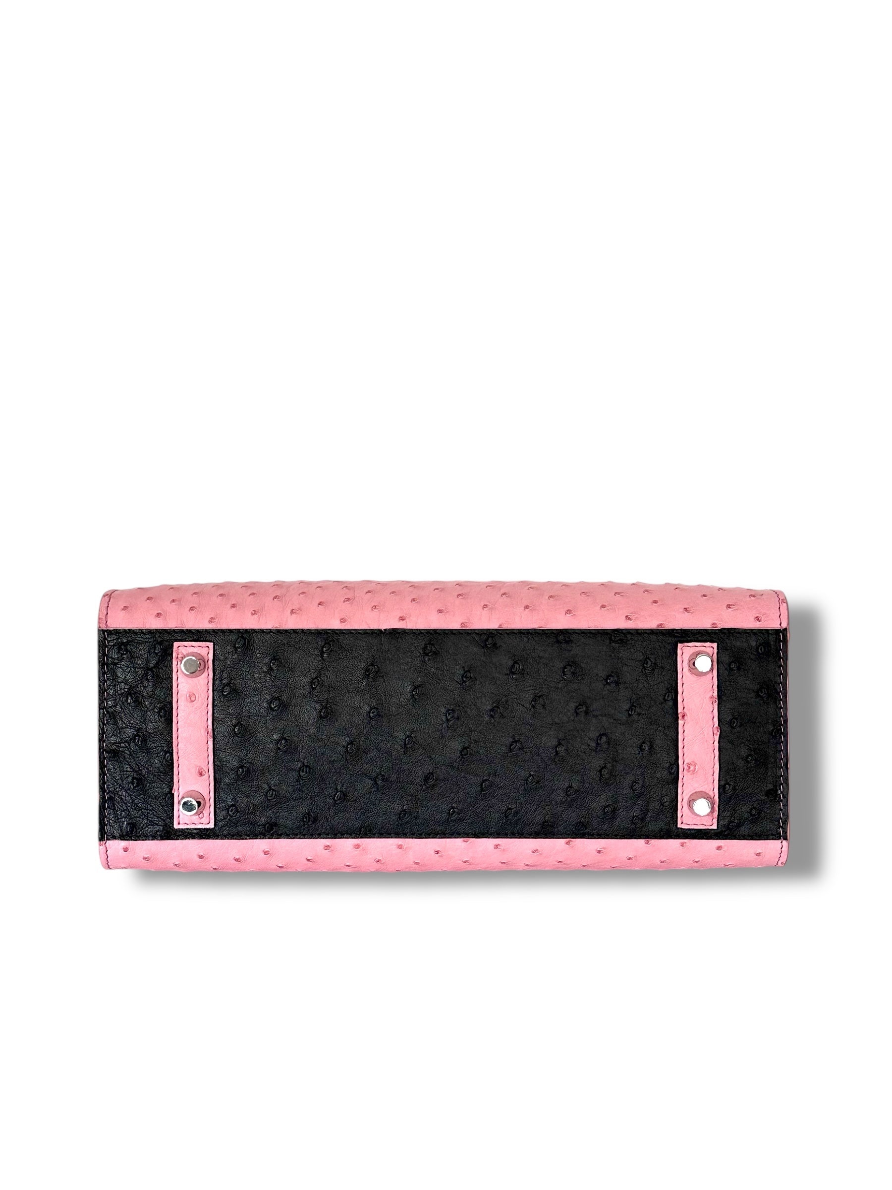 Bi-Color Pink and Black Ostrich - Wrenley Tote image 3