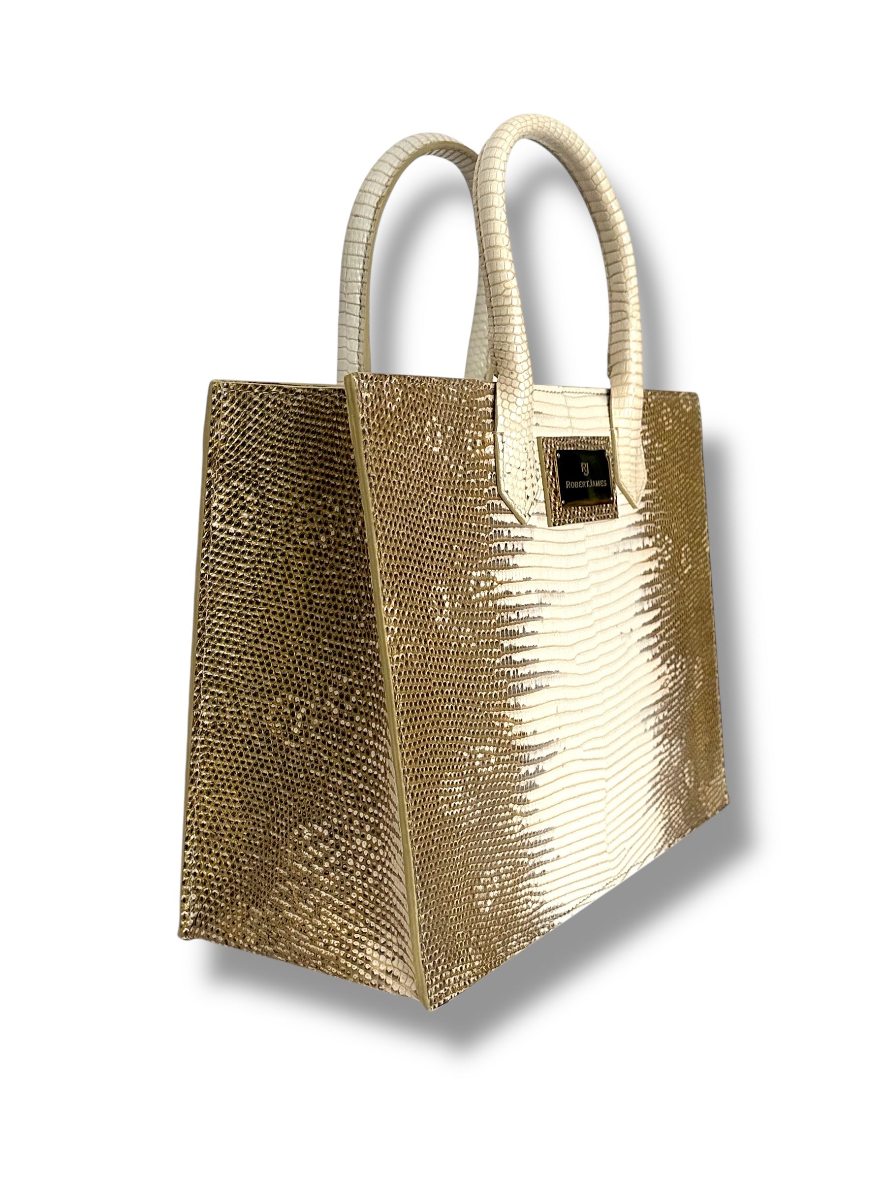Gold and Cream Ombré Lizard - The Classic Tote image 1