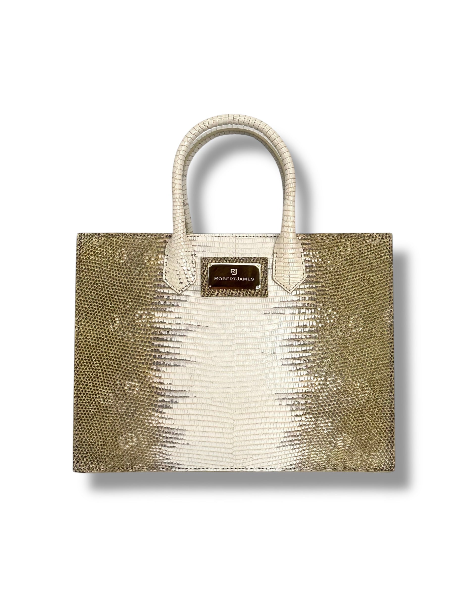 Gold and Cream Ombré Lizard - The Classic Tote image 0