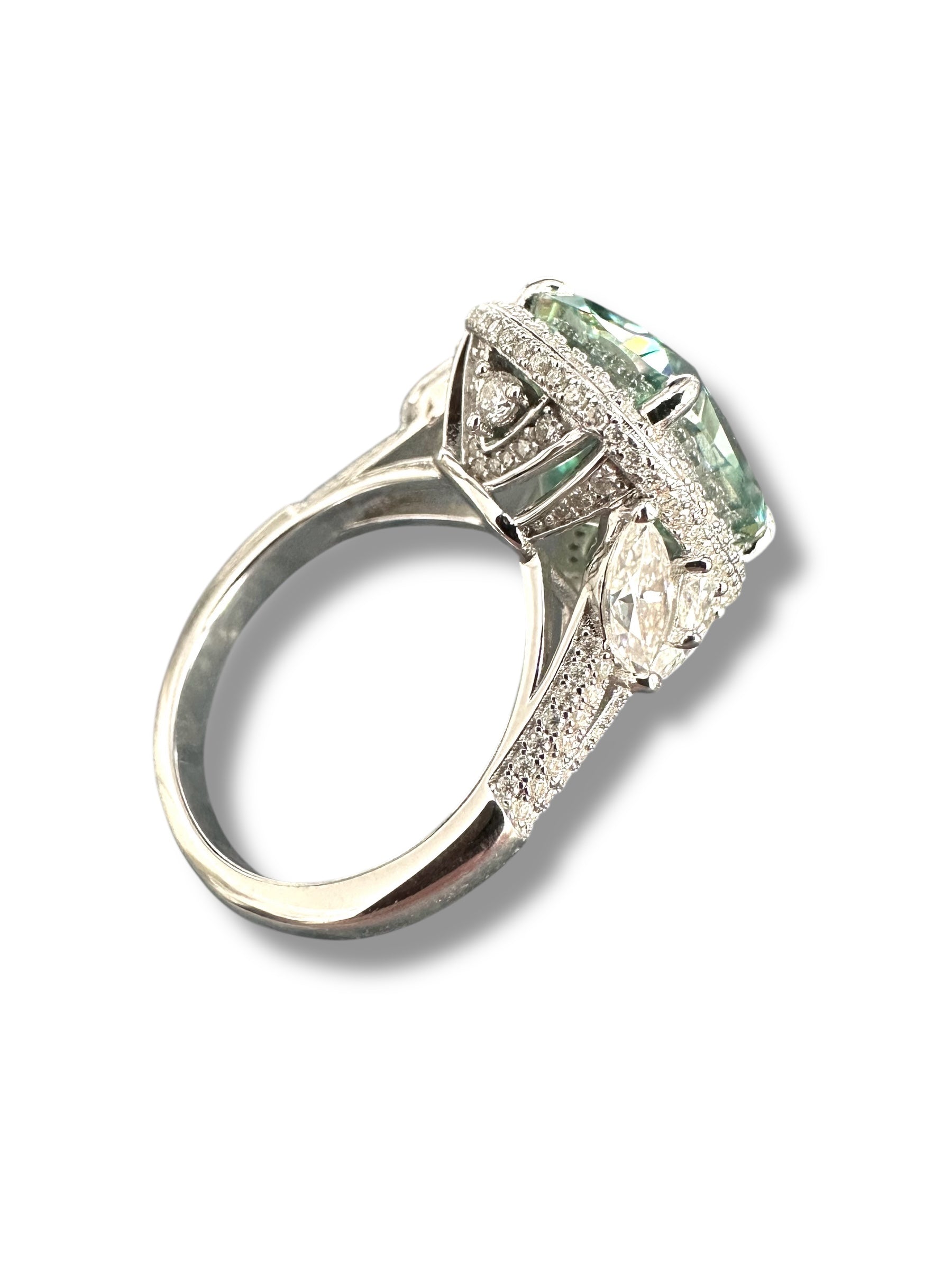 10ct Vivid Peacock Cushion Cut Moissanite Ring image 8