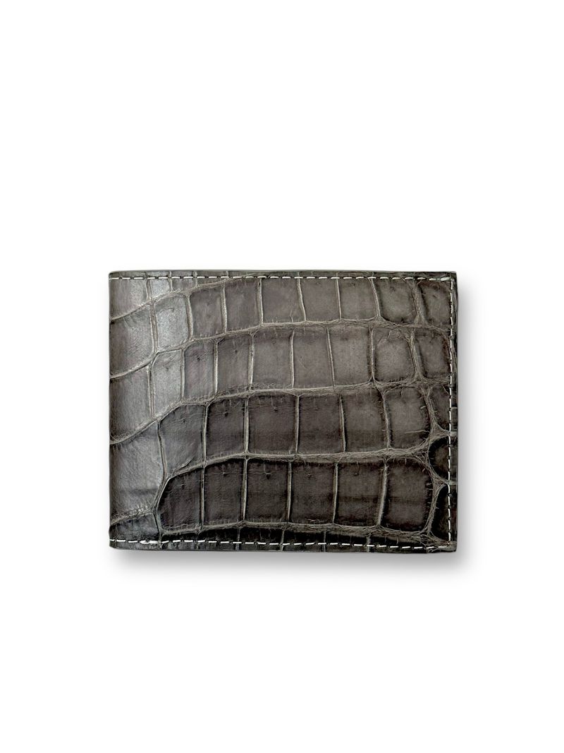 Steel Grey Niloticus Crocodile- Bi-Fold Unisex Wallet image 0