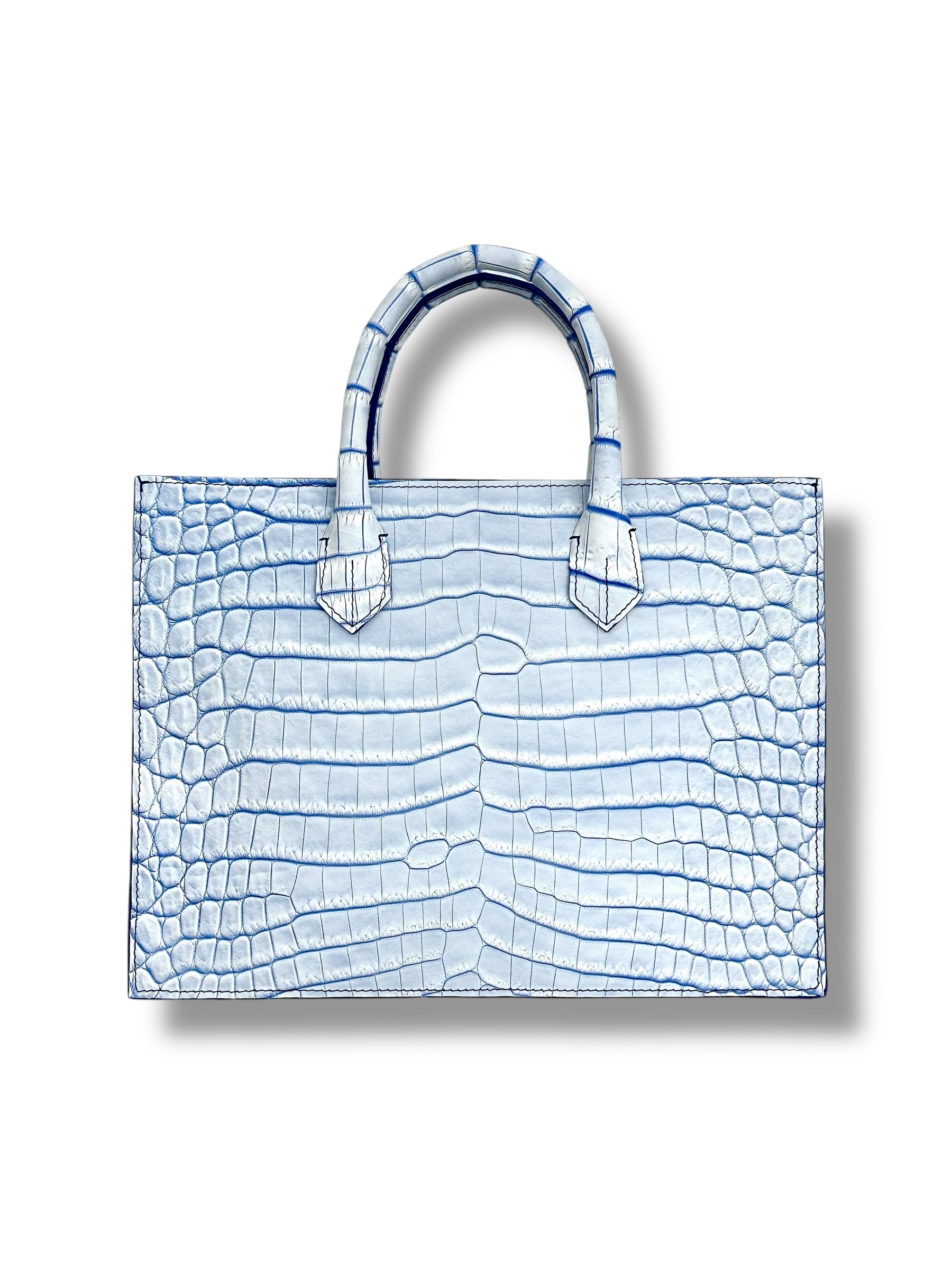 Soft White with Cobalt Niloticus Crocodile - The Classic Tote image 2