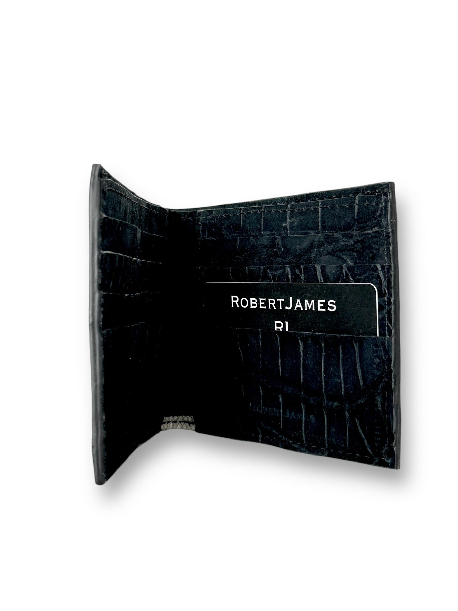 Black Nubuck Suede Alligator - Bi-Fold Unisex Wallet image 1