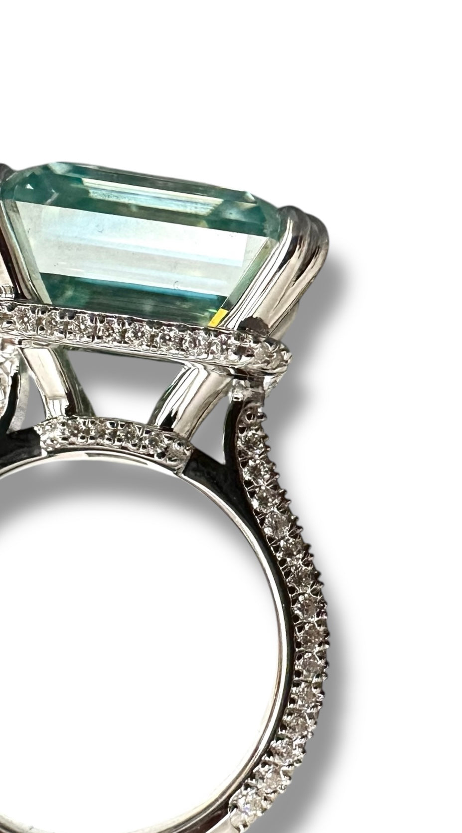 18ct Fancy Soft Green Asscher Cut Moissanite Ring image 0