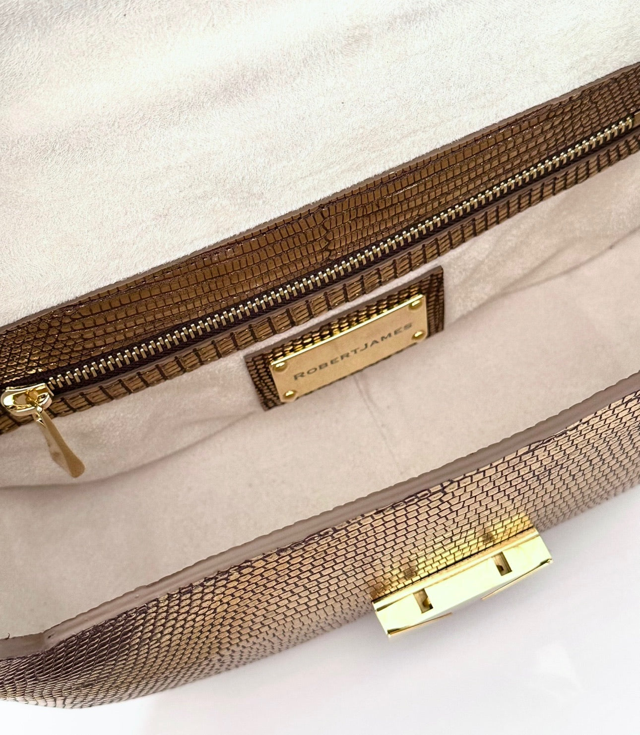 Antiqued Metallic Gold Lizard - The Dianne Flap image 4