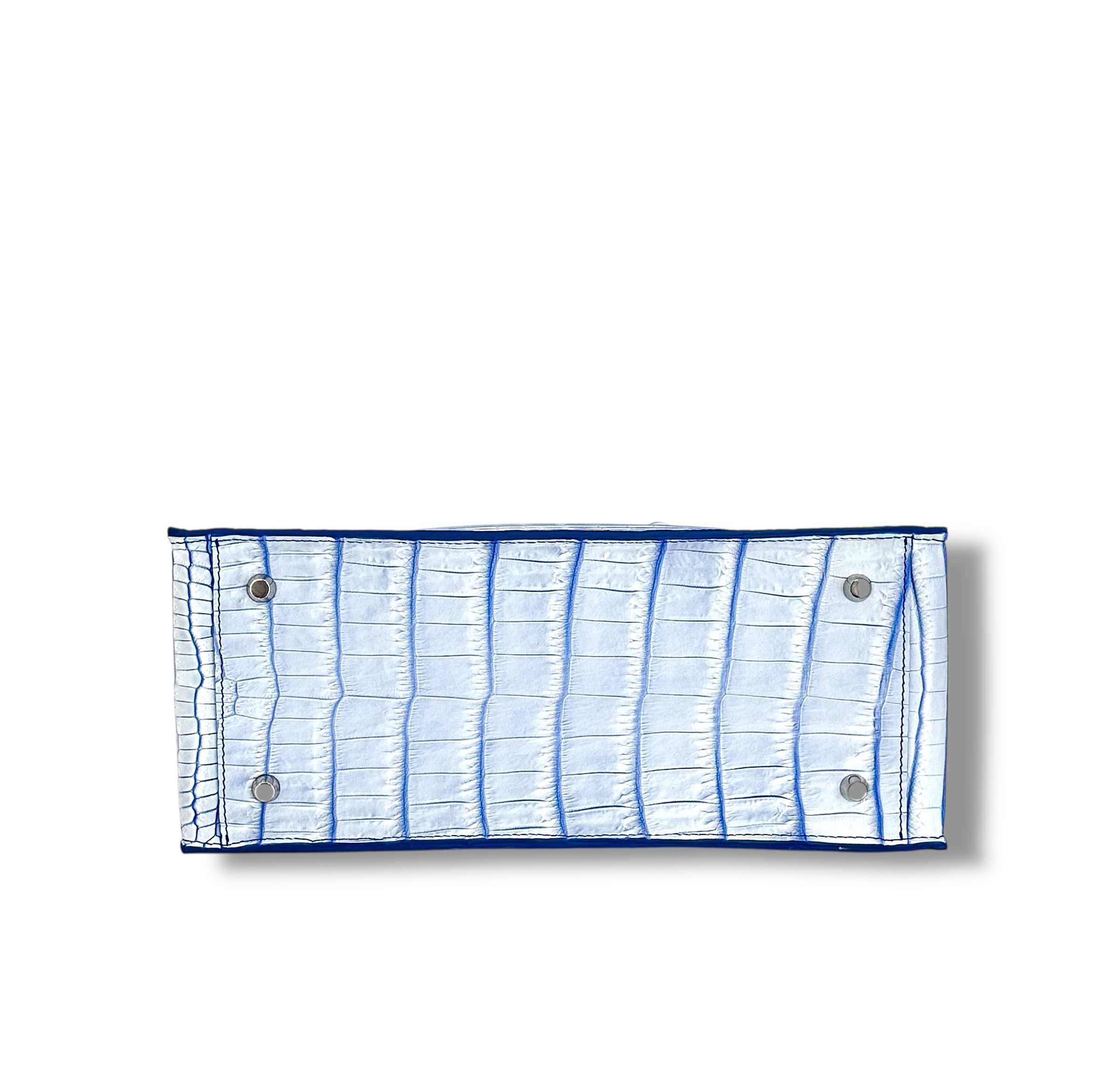 Soft White with Cobalt Niloticus Crocodile - The Classic Tote image 3