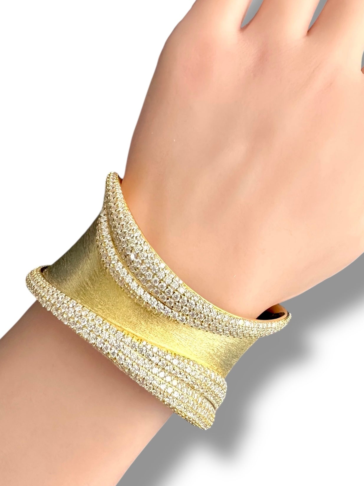 Luxurious Cuff/Bangle featuring over 12 carats of Radiant Moissanite  image 0