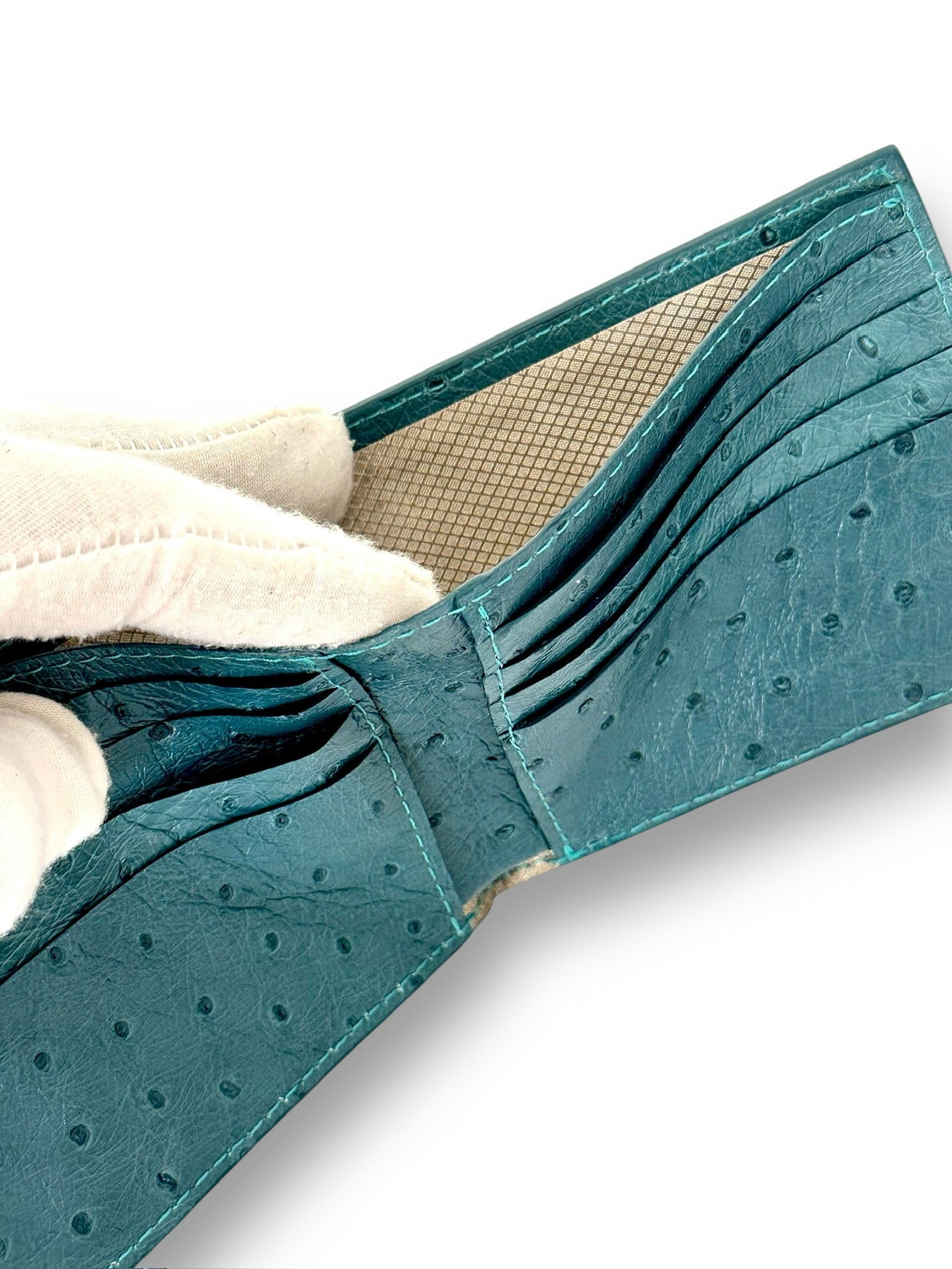 Rich Teal Ostrich - Bi-Fold Unisex Wallet image 3