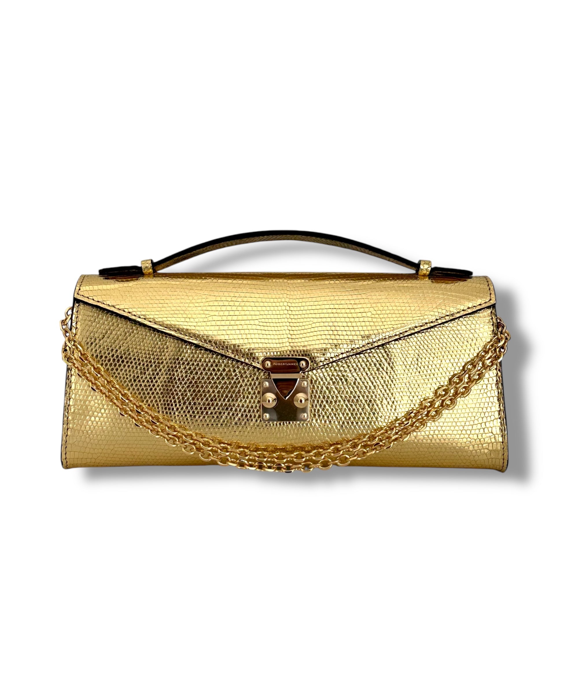 Bright Metallic Gold Salvator Lizard - The Minnie Pochette image 0