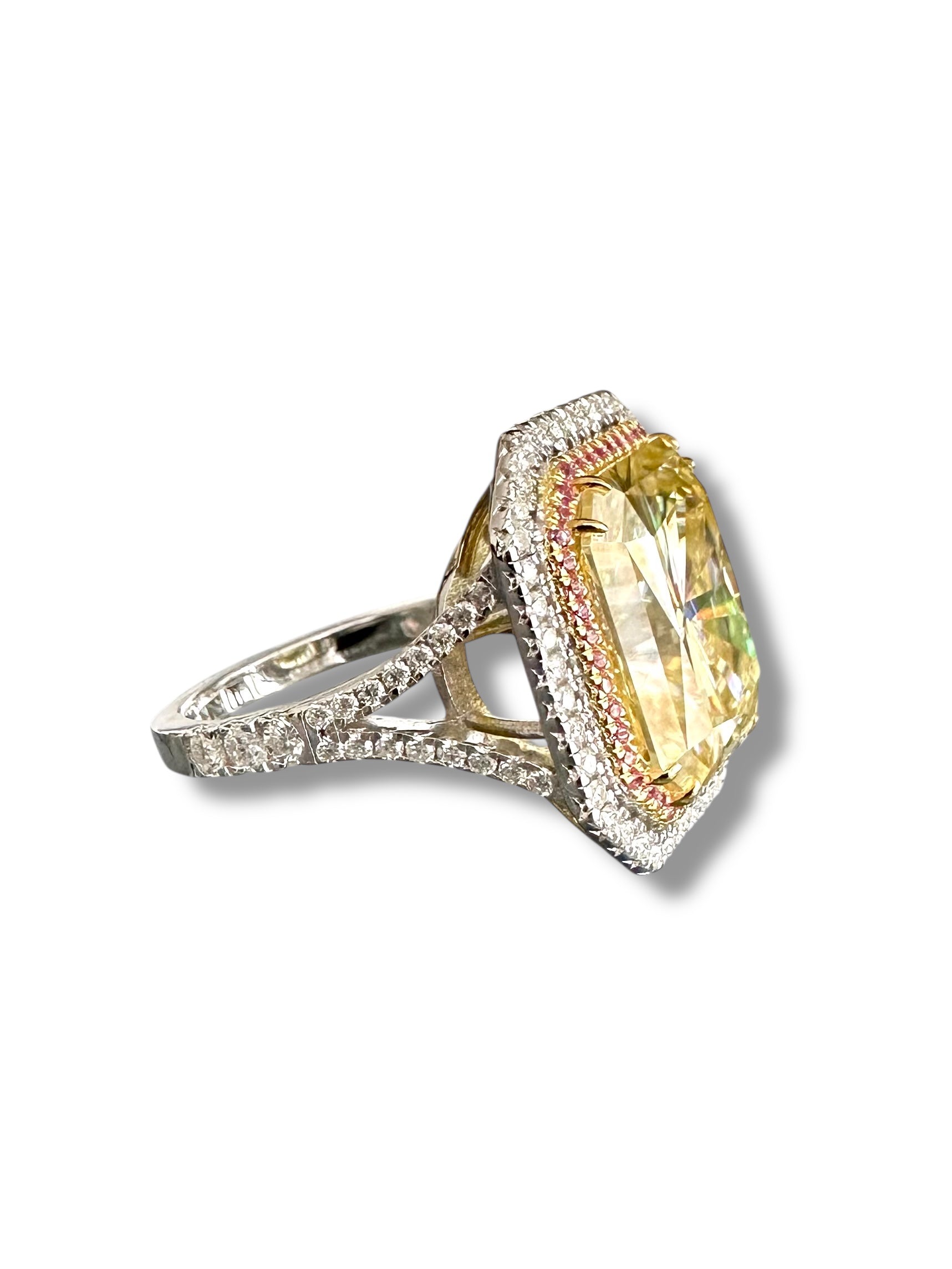 12ct Fancy Yellow Radiant Cut Moissanite Ring  image 4
