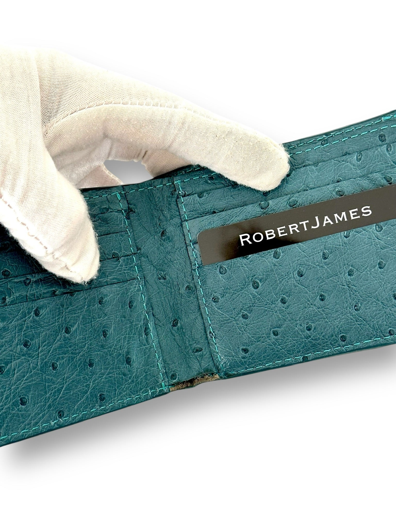 Denium Blue Ostrich - Bi-Fold Unisex Wallet image 2