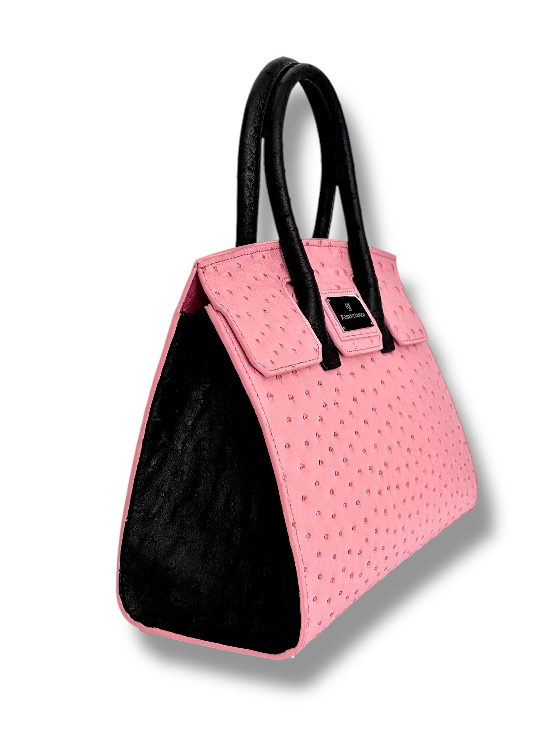 Bi-Color Pink and Black Ostrich - Wrenley Tote image 1