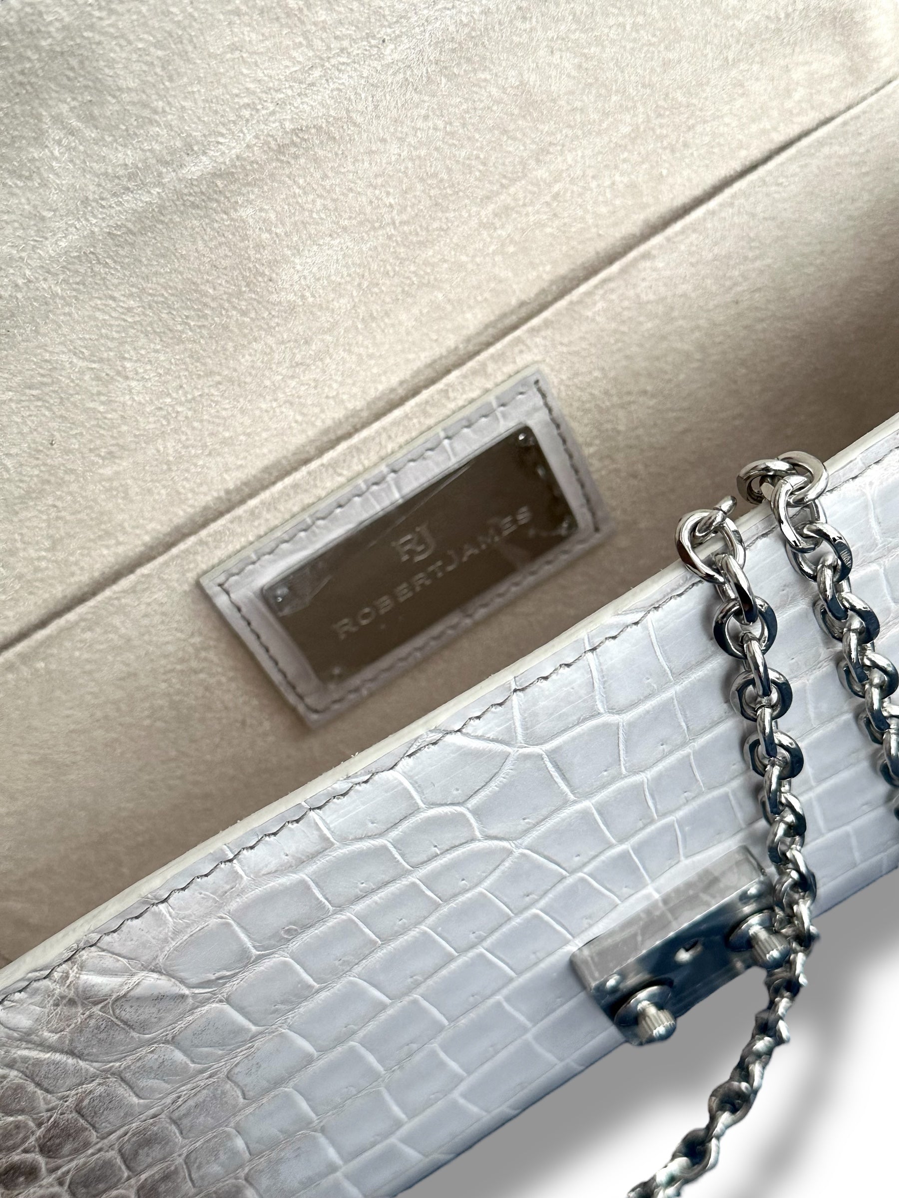 Soft Grey/Blue Sierra Niloticus Crocodile - The Minnie Pochette image 3