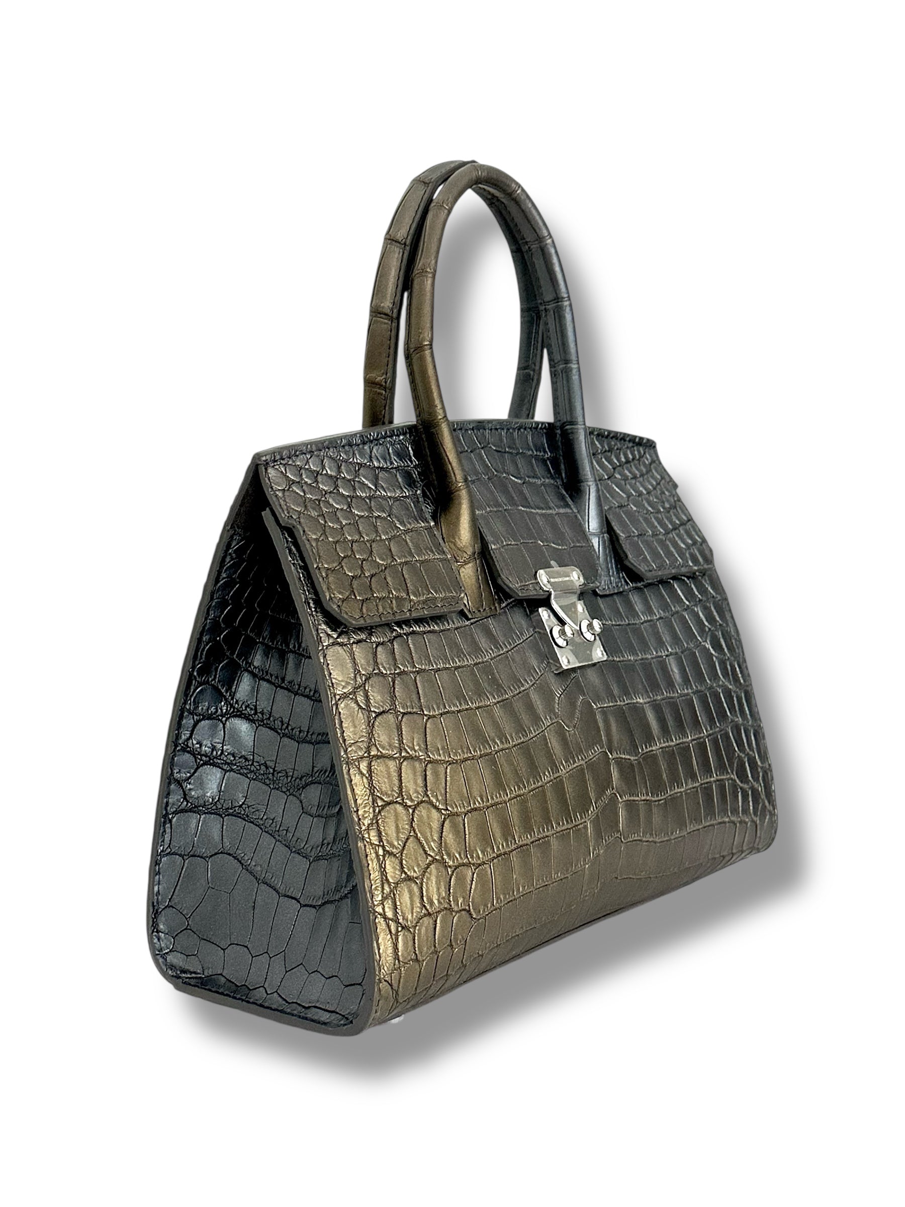Metallic Bronze and Grey Alligator - The Wrenley Tote image 1