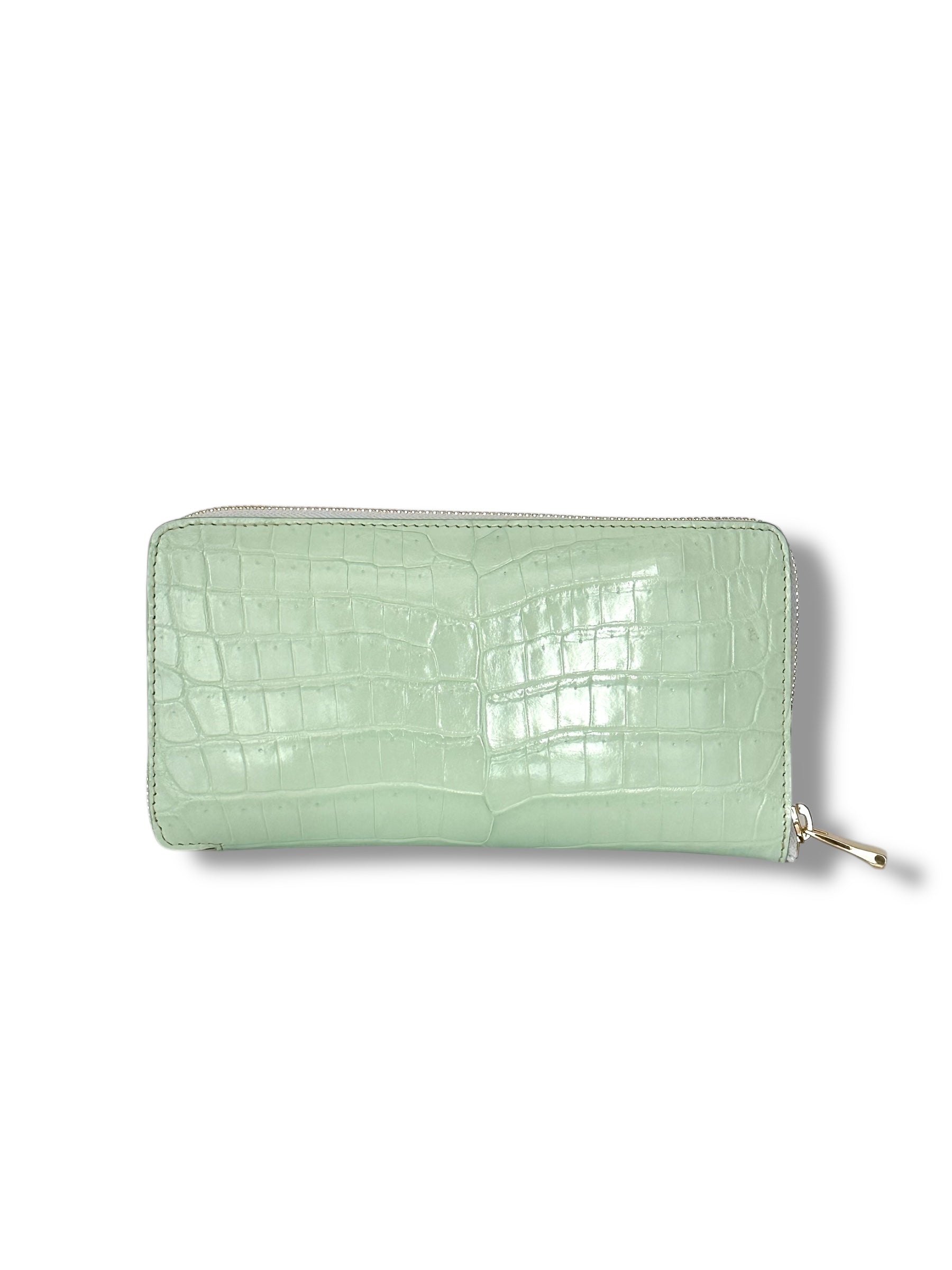 Soft Seafoam Niloticus Crocodile - RobertJames Zip Around Wallet image 1